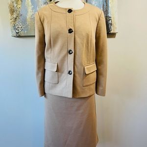 CALVIN KLIEN Women 2PC Elegant Beige Skirt Suit Size 14